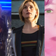 Jodie Whittaker’s 13th Doctor, flanked by two very peculiar, non-canon predecessors.